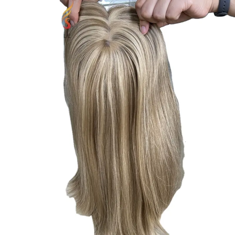 Highlight Blonde Kleur Toupetje 8X8 16in Menselijk Haar, 4X4 Zijde Basis Schoonheidsproducten Voor Vrouwen