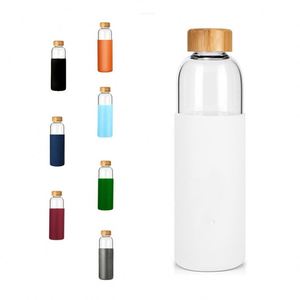 Bouteille en verre borosilicate personnalisée avec logo, 500 ml, avec manchon en silicone, unisexe, pour les sports de plein air, la randonnée et la consommation d'eau - Product Image 4