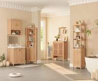 Meuble à chaussures moderne en bois de 43 pouces avec portes à lattes, 8 étagères réglables, et étagère inférieure ouverte, facile à assembler, gain de place, pour la maison et l'hôtel