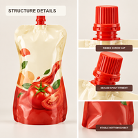 Pochettes souples personnalisées durables avec bec verseur et bouchon à vis pour emballage en gros de ketchup, sauce chili, moutarde, aliments pour animaux, sucre et condiments