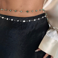 Bijoux de corps sexy, chaîne de corps en or 18 carats, chaîne de taille en perles de pierre naturelle, chaîne de ventre en acier inoxydable pour filles