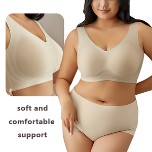 Soutien-gorge sans couture respirant pour femmes naked feeling Removable Pads No Steel Soft Bralette Full Coverage Bra for Fat Women - Product Image 4
