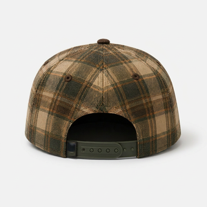 Casquette Snapback Personnalisée en Gros avec Logo Brodé, Motif Écossais Vintage en Mélange de Laine, Casquette à 6 Panneaux à Visière Plate de Haute Qualité - Product Image 3