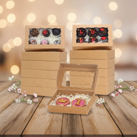 Boîtes à pâtisserie en kraft écologiques en matériaux recyclés pour macarons, pâtisseries enrobées de chocolat et gâteaux avec fenêtre