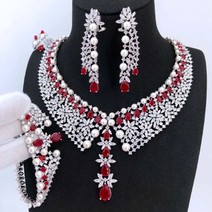Ensemble de <span class=keywords><strong>bijoux</strong></span> de mariage italien tendance T262K, nouveau design de collier en perles, plaqué or 18 carats, <span class=keywords><strong>bijoux</strong></span> de mode, collier de Chine continentale - Product Image 2