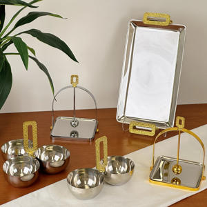 Plateau de Service de Luxe en Métal et Acier Inoxydable au Design Élégant et Personnalisé pour Gâteaux, Desserts, Fruits et Chocolat - Product Image 5