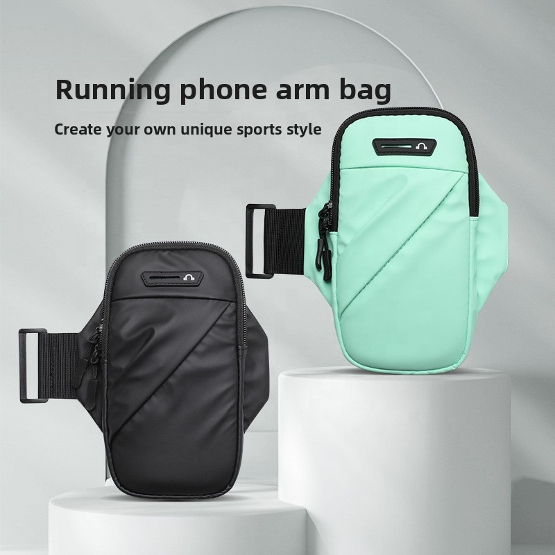 Hot Sale New Fashion PU Sports Running Outdoor Phone Arm Bag Summer Large Capacity Waterproof Slanted Design Zipper Closure Gift