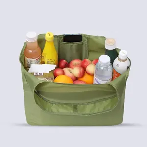 Custom Large Washable Reusable Women Folding Tote Bag Eco-friendly Waterproof Oxford Cloth Foldable Shopping Bag in <b>Pouch</b> - Product Image 3