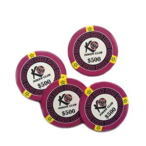 Texture surface or cards mould 39MM ceramic poker chip for heat transfer printing with invisibled UV mark