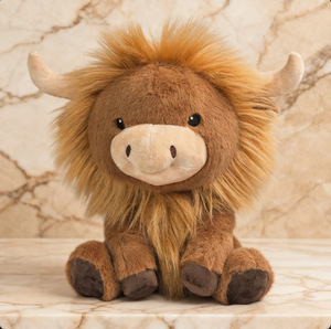 Novedad transfronteriza: Peluche DIY de vaca de las Tierras Altas sonriente y melancólica, de pelo largo y esponjoso, de poliéster y algodón PP - Product Image 6