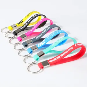 Custom personalized silicone hand wrist key chain wristbands silicone keychain bracelet