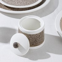 Ensembles de vaisselle en céramique vaisselle assiettes ensembles de dîner mat blanc noir couleur porcelaine émaillée service de vaisselle assiettes brunes