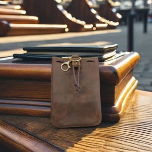 Wholesale Vintage Leather Handy Drawstring Valuables Pouch for Golf for Ball Storage and Accessory Organization - Product Image 3