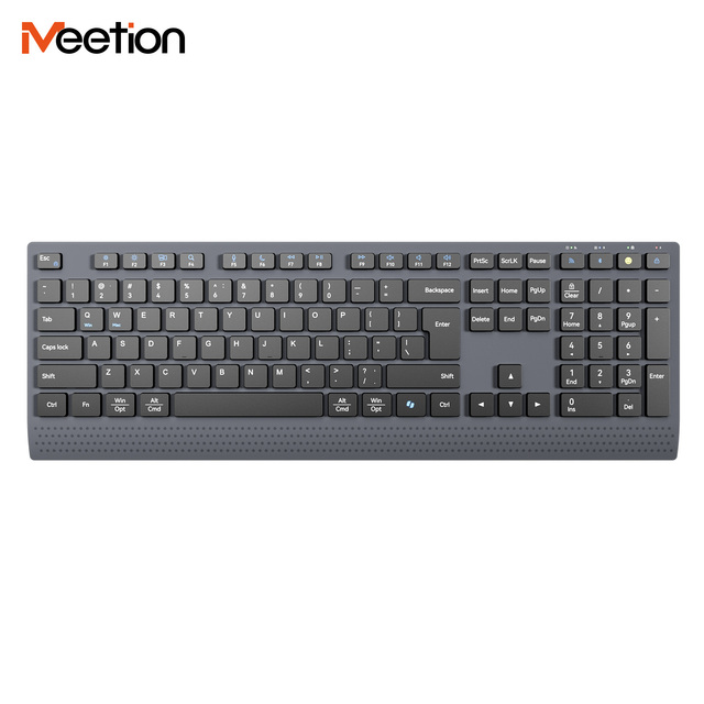 Meetion BTK2000 Dual-Mode Wireless 2.4G BT 5.2 Office Black Keyboard With Rechargeable Battery Type-C USB