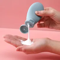 Ensemble de flacons cosmétiques de voyage en silicone et plastique vides de 60 ml, kit d'emballage pour shampoing, gel douche, après-shampoing