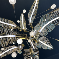 Décoration intérieure grand lustre d'hôtel lustre en cristal brillant lustres à haut plafond lampes suspendues à feuilles