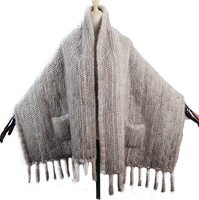 Handgestrickter Nerzfell-Schal für Damen mit Taschen und Fransen, Echter Nerzschal in Verschiedenen Farben