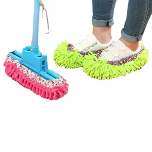 Mop Slippers Washable Reusable Shoe Covers Microfiber Socks Lazy Cleaning for Floor