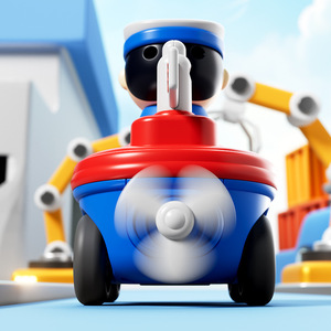Nouveau Jouet Éducatif Transfrontalier à Tirer et à Pousser, Camion Bleu Marine avec Sifflet, pour Bébé et Enfant, Jouet à Rétrofriction - Product Image 4