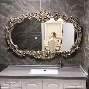 Elegant Classic Vintage Luxury Hotel Bathroom Decorative Antique Gold Frame Wall Mounted Anthropologie Mirror