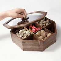 Multifunctionele Walnoot Houten Opbergdoos Met Deksel Voor Snoep, Droog Fruit En Noten, Decoratief Dienblad In Geschenkstijl