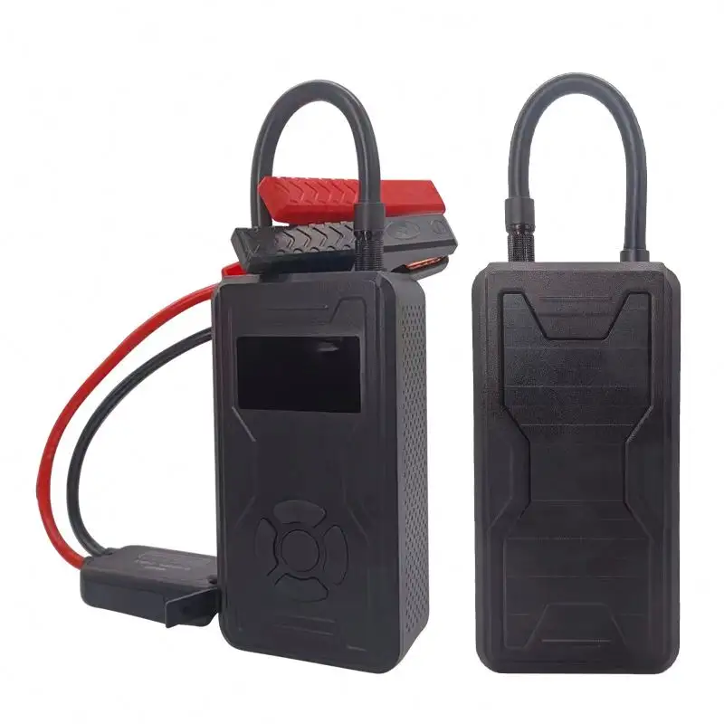 Portable jump starter with air compressor for vehicle tires bike tires digital preset tire pressure automatic pumping