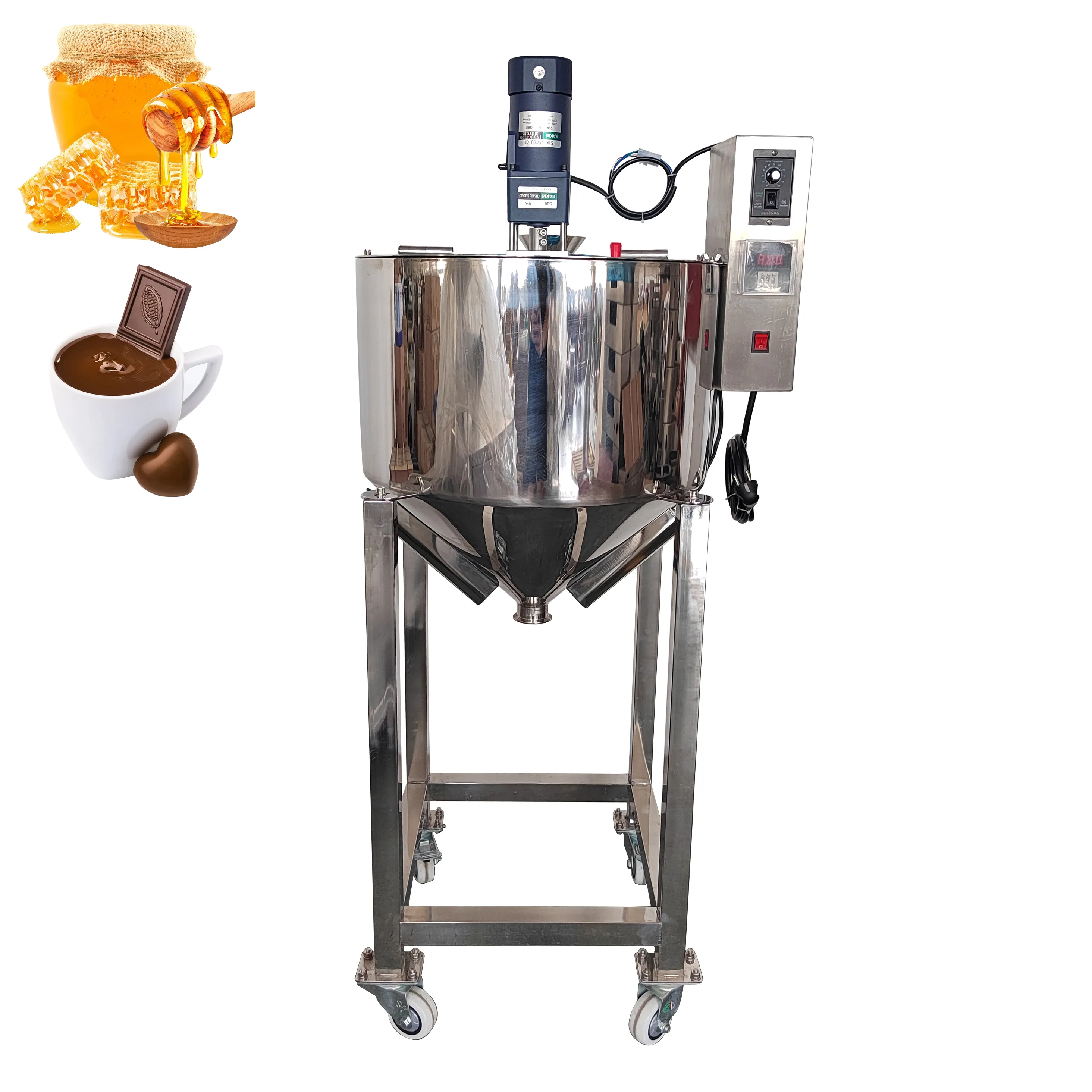 30l/7.9gal Chocolade Smelten Emmer Roeren Conische Emmer Vullen Machine Aanpasbare Emmer