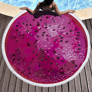 <span class=keywords><strong>Toallas</strong></span> de Playa Redondas <span class=keywords><strong>Personalizadas</strong></span> al por Mayor, de Lujo, de Microfibra de Algodón, con Borlas, para Hotel, <span class=keywords><strong>Piscina</strong></span>, con Estampado de Frutas - Product Image 3