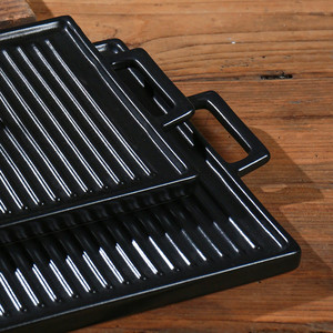 Plato de carne cuadrado <span class=keywords><strong>en</strong></span> relieve con rayas nórdicas, platos <span class=keywords><strong>para</strong></span> <span class=keywords><strong>hornear</strong></span> pan, utensilios <span class=keywords><strong>para</strong></span> <span class=keywords><strong>hornear</strong></span> de cerámica negra con mango - Product Image 4