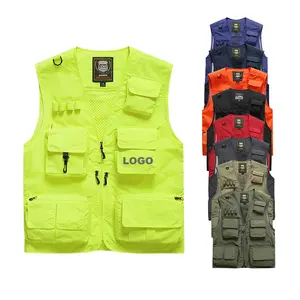 Multi Pocket Utility Tactical Tool Fishing Workwear Travel Vest Nylon Fashion Work Custom Men Cargo Waistcoat Vest Top Men