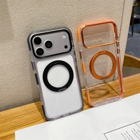 Étui multifonctionnel magnétique rotatif pour iPhone 17, coque transparente en acrylique robuste avec accents métalliques