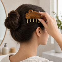 Peigne de massage du cuir chevelu en bois de santal vert naturel, masseur de méridiens pour la tête, 9,4*6,6*1,9 cm