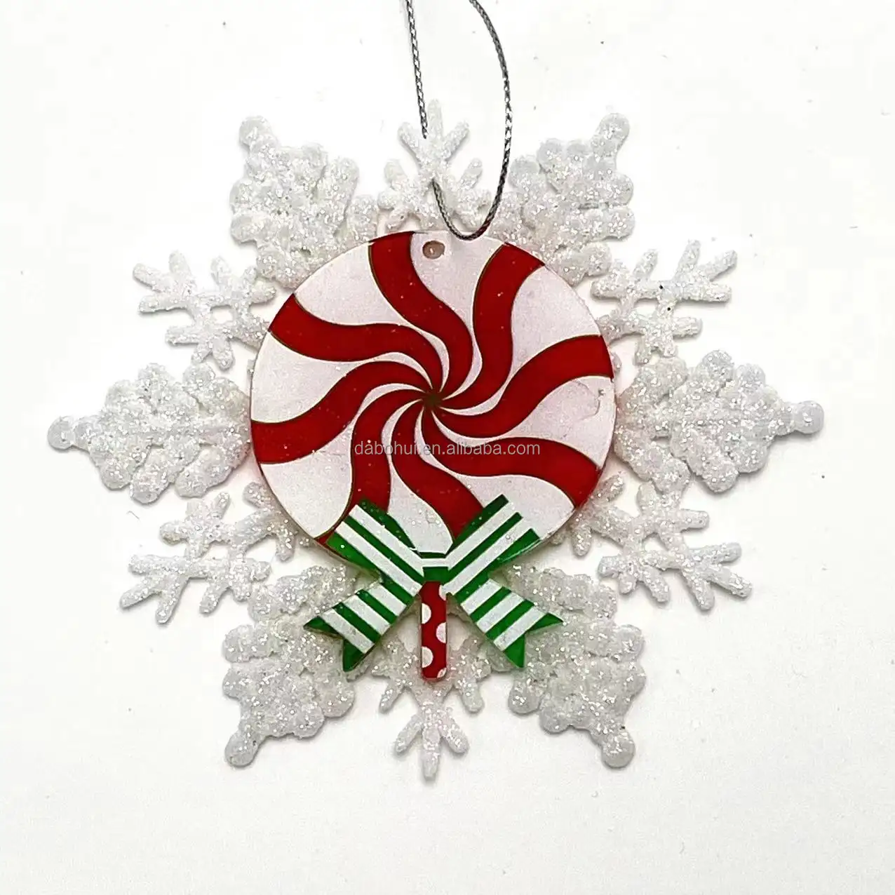 wholesale Christmas diamond glitter snowflake with candy decoration