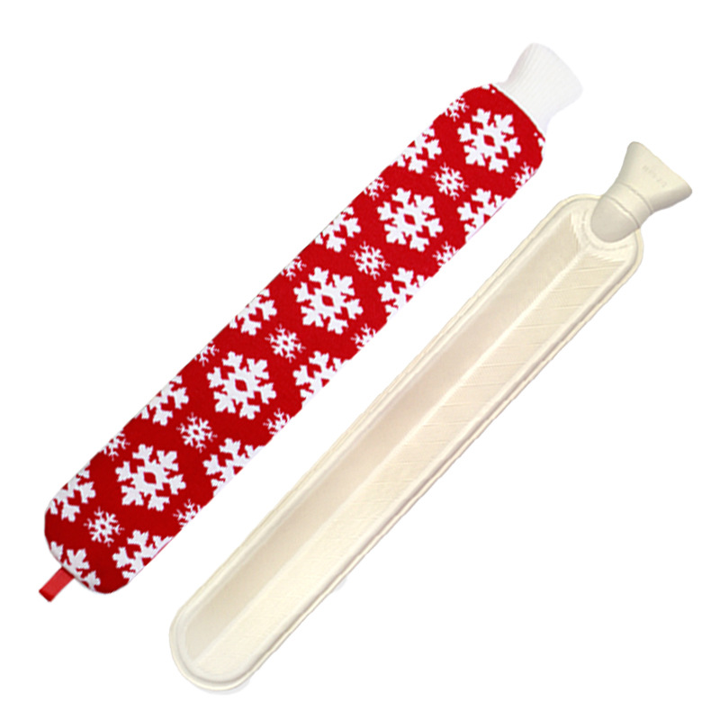Ensemble bouillotte tricotée flocon de neige rouge