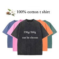 T-shirt Homme 100% Coton Coupe Droite Épaules Tombantes Style Délavé à la Cotonnerie Manches Courtes Uni Style Ancien Européen Tricoté Anti-Plis Séchage Rapide