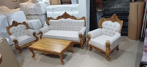 Juego de Sofás Clásicos Dorados de Lujo, Diseño Clásico Europeo, Muebles Antiguos Premium Hechos a Mano, Asientos Tapizados para Sala de Estar - Product Image 2