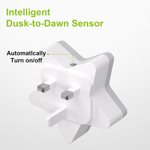 Lampe de nuit LED en gros avec capteur crépusculaire, lumière chaude 2700K, prise UE/UK, lampe décorative d'intérieur - Product Image 4