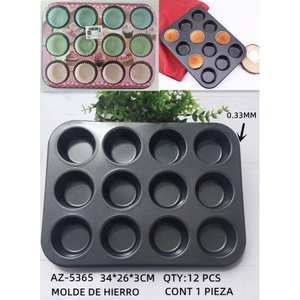 Teglia da 12 tazze per Muffin in ferro resistente e stampo per Cupcake ed elegante - Product Image 1