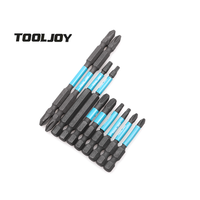 Jeu de 10 embouts de tournevis Pz2 en acier S2 de 65 mm pour perceuse, pour bricolage industriel, boîte en plastique couleur argent