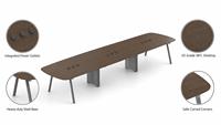 Mesa de Conferencia Moderna para Oficina con Gestión de Cables, Mesa Larga para Sala de Reuniones, Superficie E0 MFC, Patas Metálicas para Sala de Juntas