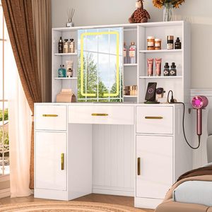 Tùy ChỉNh Nóng bán đồ nội thất bằng gỗ hiện đại <span class=keywords><strong>melamine</strong></span> Bảng trang điểm Vanity bàn trang điểm với gương cho đồ nội thất phòng ngủ - Product Image 1