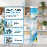 Comprimés effervescents de calcium et de vitamine B3 en marque blanche 500mg, 20 unités, emballage en tube personnalisé OEM ODM pour marques de détail