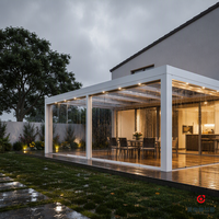 Véranda moderne personnalisée en verre trempé avec éclairage LED sur le bord, pour jardin, patio, cour, maison, villa, OEM ODM