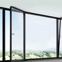 Ventanas abatibles de aluminio modernas de vista completa Vidrio templado triple Rotura térmica Ventanas oscilantes de seguridad Mosquitera para Cocina