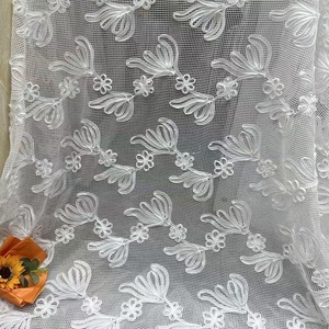 도매 레이스 원단 격자 자수 원단 블라우스용 꽃무늬 원단 - Product Image 2