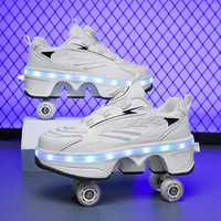 Ponerait Chaussures de patin à roulettes LED rechargeables pour filles transformables pour des utilisations multiples avec un matériau supérieur en cuir