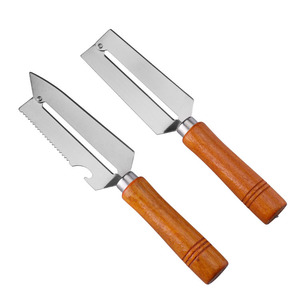 Nouveauté : Éplucheur en acier inoxydable avec manche en bois, durable, tranchant, <span class=keywords><strong>ergonomique</strong></span>, pour éplucher les fruits et légumes, idéal pour la cuisine à domicile - Product Image 5