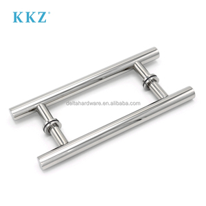 KKZモダンデザインステンレス鋼商業用木製ドアシャワーガラスプルハンドル製造研磨管状ミラードアプル - Product Image 5
