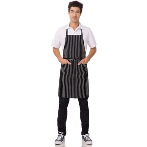 Nhà máy trực tiếp in có thể điều chỉnh sọc bông Polyester nhà bếp BIB đầu bếp tạp dề với Pocket - Product Image 5