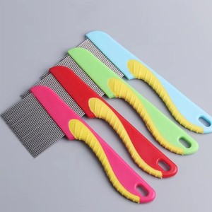 掃除用グルーミングツールプラスチックハンドルステンレス鋼ペットグルーミングティック櫛犬猫フリーコーム - Product Image 1